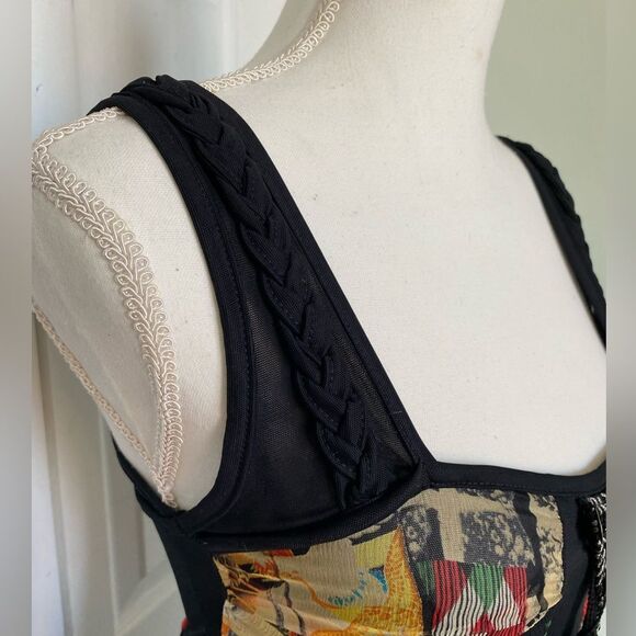 Y2K Save The Queen Mesh Printed Midi Decorated Dress Size M - Picture 9 of 15